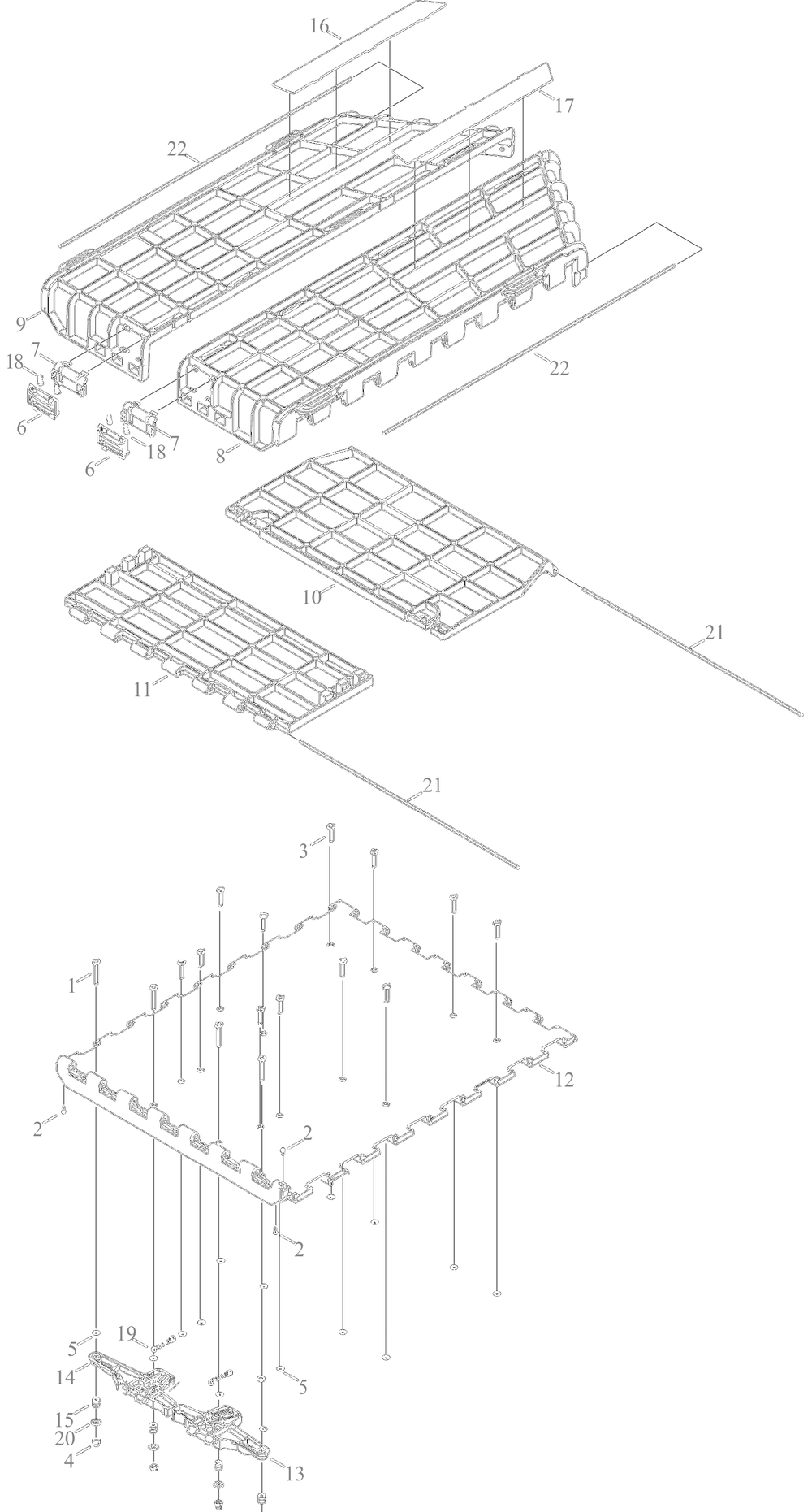 Attachments / 19b40026oem Ez-Stow (2016) / Bed Assembly Diagram and Parts List for 13AM77SSA00 2023 Yard Machines Lawn Tractor